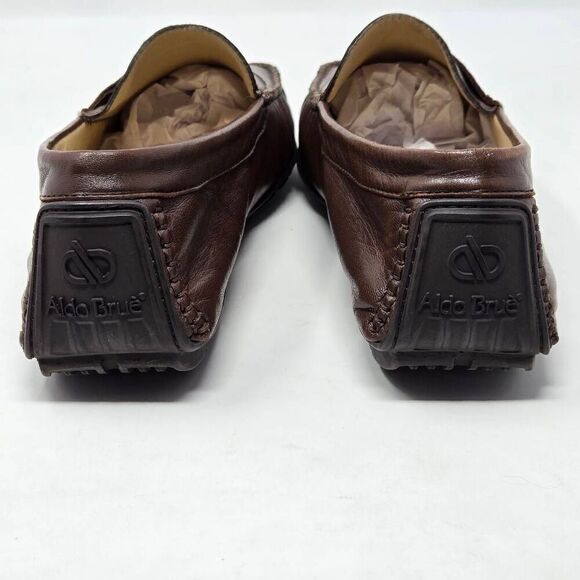 ALDO BRUE BOTTICELLI BROWN CALF LEATHER DRIVING PENNY LOAFER MENS 7 D ITALY - Picture 5 of 8